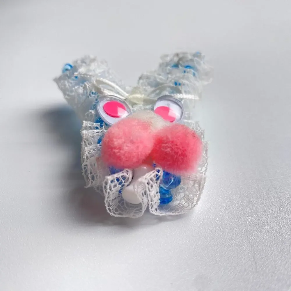 Easter Bunny Brooch Handmade Lace Beaded Rabbit Pin Cute Spring